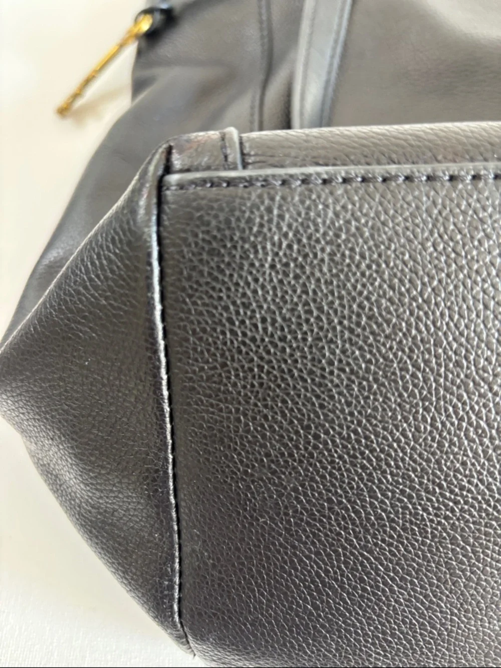 Fossil Black Leather Tote with Gold Accents - Picture 10 of 16